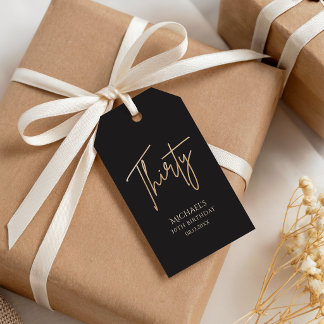 Elegante schwarze und goldene 30. Geburtstagsfeier Geschenkanhänger