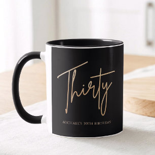 Elegante schwarze und goldene 30. Geburtstagsfeier Tasse