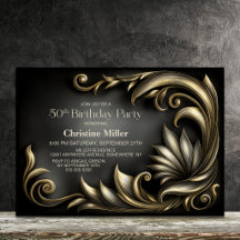 Elegante schwarze und goldene 50. Geburtstagsfeier