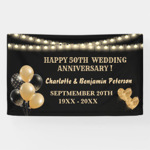 Elegante schwarze und goldene 50. Hochzeitstag-Fei Banner