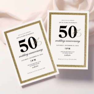 Elegante schwarze und goldene 50. Hochzeitstag-Fei Einladung
