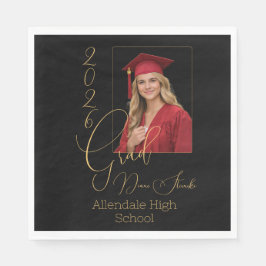 Elegante schwarze und goldene Abschlussfeier Serviette