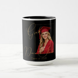 Elegante schwarze und goldene Abschlussfeier  Tasse