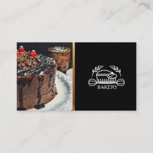 Elegante schwarze und goldene Bäckerei-Cupcake & T Visitenkarte