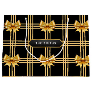 Elegante schwarze und goldene Band Luxus-Weihnacht Große Geschenktüte