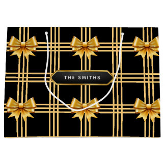 Elegante schwarze und goldene Band Luxus-Weihnacht Große Geschenktüte