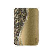 Elegante schwarze und goldene Damasken mit Silbera Badematte (Vorderseite Vertikal)