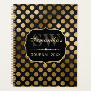 Elegante schwarze und goldene falsche Folien-Polka Planer