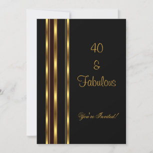 Elegante schwarze und goldene fantastische 40. Geb Einladung