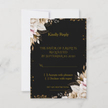 Elegante schwarze und goldene florale Hochzeits-RS