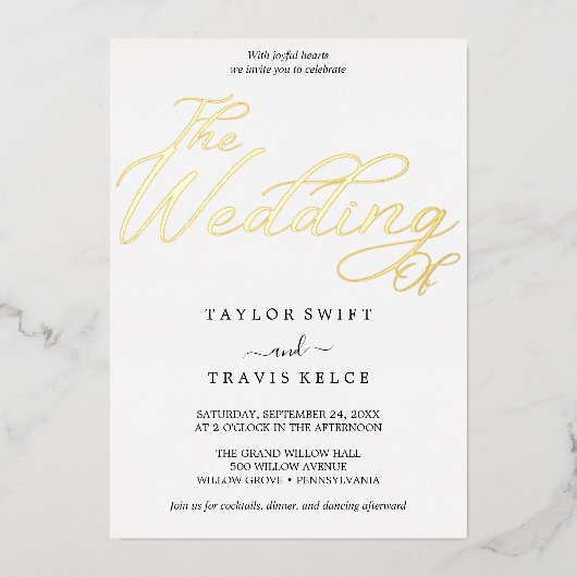 Elegante Schwarze und goldene Fohlen Minimalistisc Folieneinladung (Vorderseite)