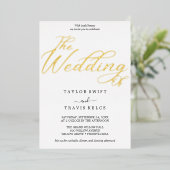 Elegante Schwarze und goldene Fohlen Minimalistisc Folieneinladung (Stehend vorne)