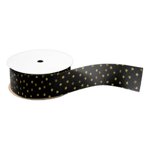 Elegante schwarze und goldene Foil Confetti Punkte Ripsband