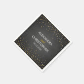 Elegante Schwarze und goldene Foil Confetti Serviette (Ecke)