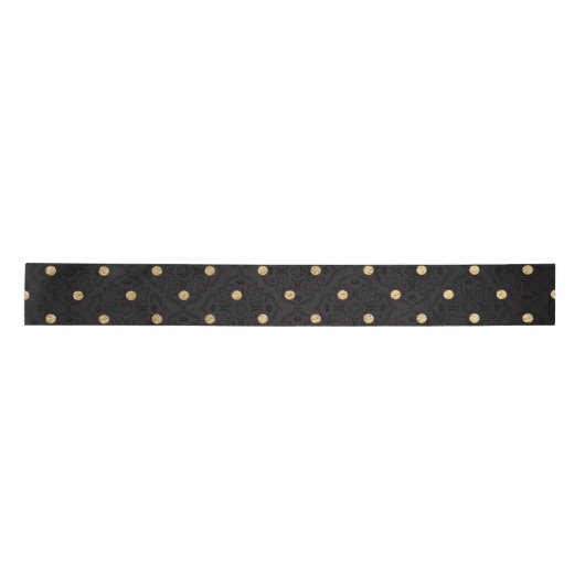Elegante schwarze und goldene Foil Polka Dots Satinband (Vorderseite)
