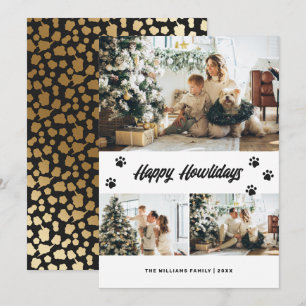 Elegante schwarze und goldene Frohe Howlidays-Foto Feiertagskarte