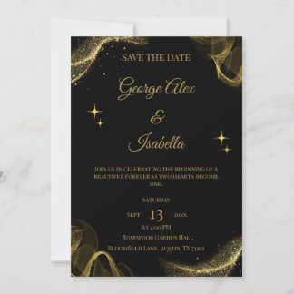 Elegante schwarze und goldene funkelnde Karte zur