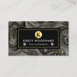 Elegante schwarze und goldene Geode Strata Texture Visitenkarte