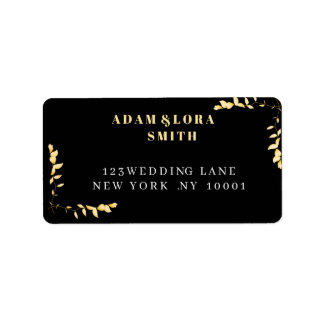 Elegante schwarze und goldene geometrische Hochzei Adressaufkleber