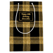 Elegante schwarze und goldene Geschenktasche mit i Mittlere Geschenktüte (Vorderseite)