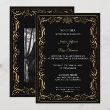 Elegante schwarze und goldene gotische Hochzeitsei