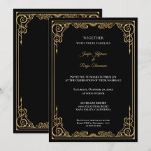 Elegante schwarze und goldene gotische Hochzeitsei