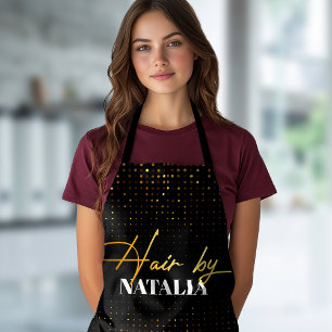 Elegante schwarze und goldene Haarstylist-Schürze Schürze