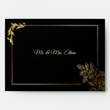 Elegante schwarze und goldene Hochzeit