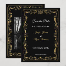 Elegante schwarze und goldene Hochzeit - Rettet da