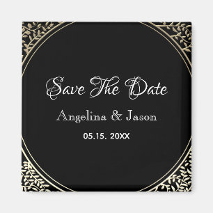 Elegante schwarze und goldene Hochzeit - Save The  Magnet