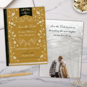 Elegante schwarze und goldene Hochzeit - Sichert e Einladung