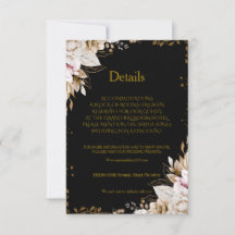 Elegante schwarze und goldene Hochzeits-Details-Ka