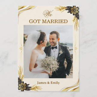 Elegante schwarze und goldene Hochzeitsankündigung Einladung