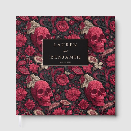 Elegante schwarze und goldene Hochzeitsankündigung Gästebuch (Vorderseite)