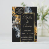 Elegante schwarze und goldene Hochzeitseinladung Begleitkarte (Stehend Vorderseite)