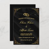 Elegante schwarze und goldene Hochzeitseinladung Begleitkarte (Vorne/Hinten)