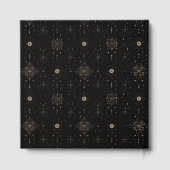 Elegante schwarze und goldene Hochzeitseinladung Gästebuch (Rückseite)