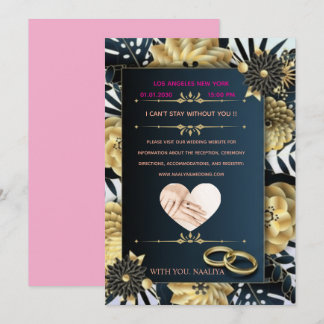 Elegante schwarze und goldene Hochzeitseinladung m Einladung