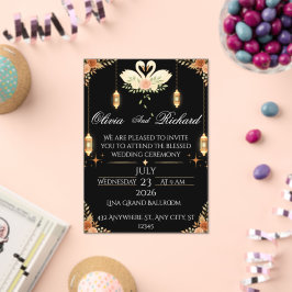 Elegante schwarze und goldene Hochzeitseinladungsv Acryleinladungen