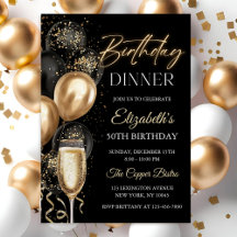 Elegante schwarze und goldene Luftballons Geburtst
