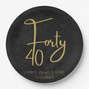 Elegante schwarze und goldene moderne Schrift Vier Pappteller