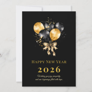 Elegante schwarze und goldene Neujahrs-Grußkarte Feiertagskarte
