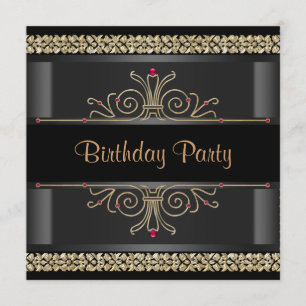 Elegante schwarze und goldene Party Einladung