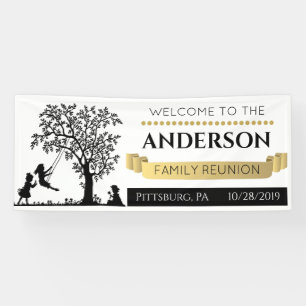 Elegante schwarze und goldene personalisierte Fami Banner