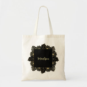 Elegante schwarze und goldene personalisierte Name Tragetasche