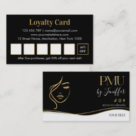 Elegante schwarze und goldene PMU-Treuekarte Treuekarte