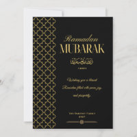 Elegante schwarze und goldene Ramadan Mubarak Kart