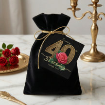 Elegante schwarze und goldene rote Rose zum 40. Ge