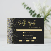 Elegante schwarze und goldene RSVP-Karte