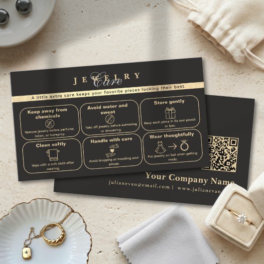 Elegante schwarze und goldene Schmuckkarte Insert